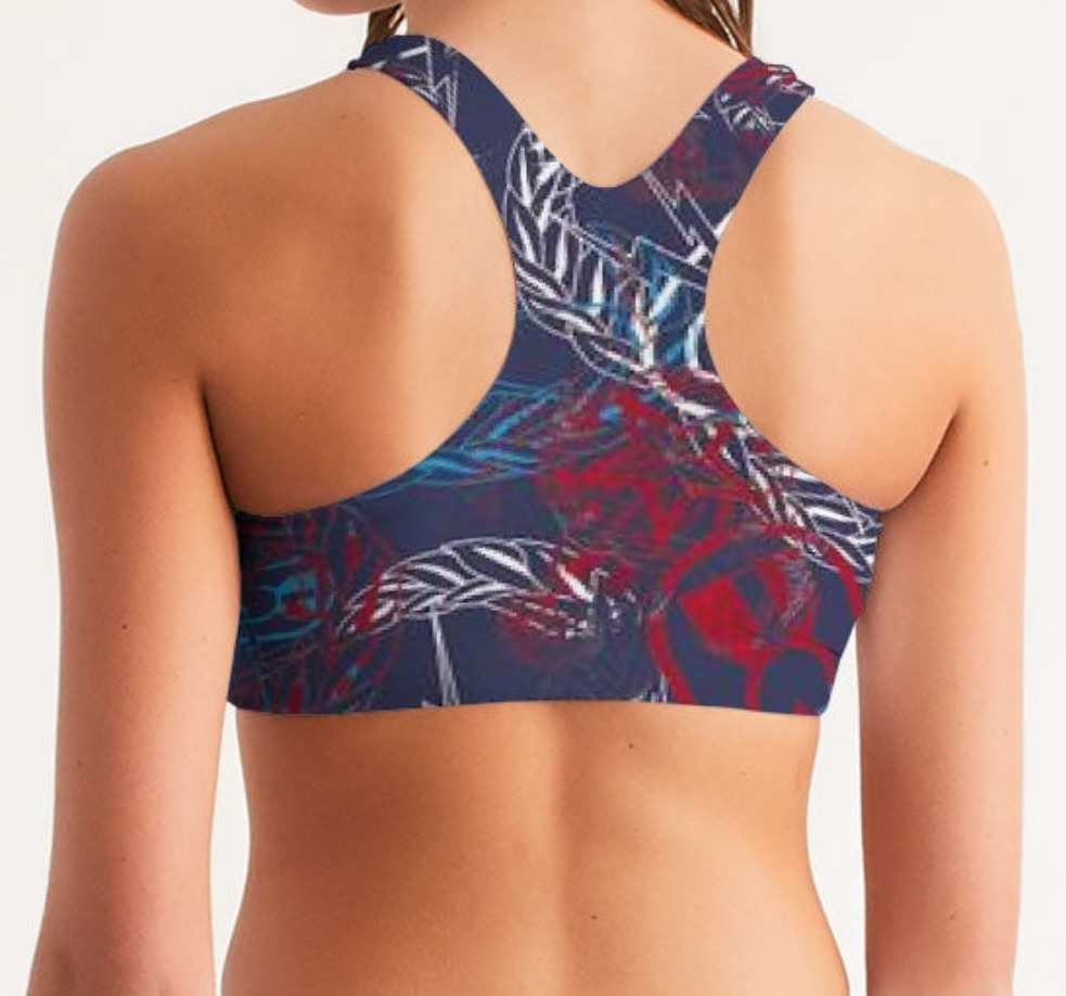 Print On Demand - Sports Bra - "It's 5 o'clock Somewhere" (Red, White, & Blues)