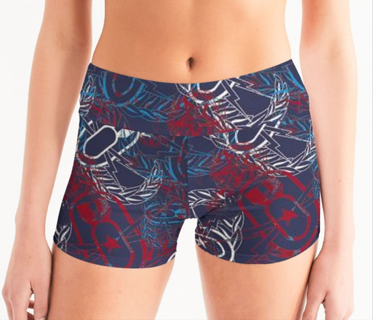 Print On Demand - Mid-Rise Yoga Shorts - "It's 5 o'clock Somewhere" (Red, White, & Blues)