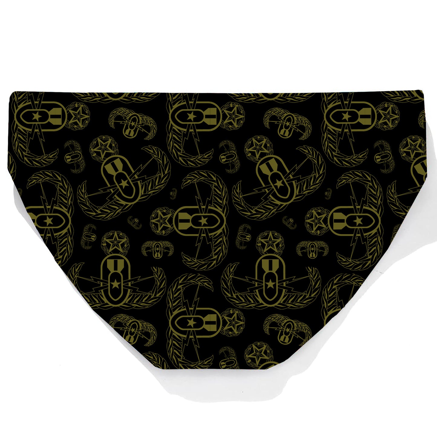 Men's Swim Briefs - "EOD Badges X 3" (Olive on Black)