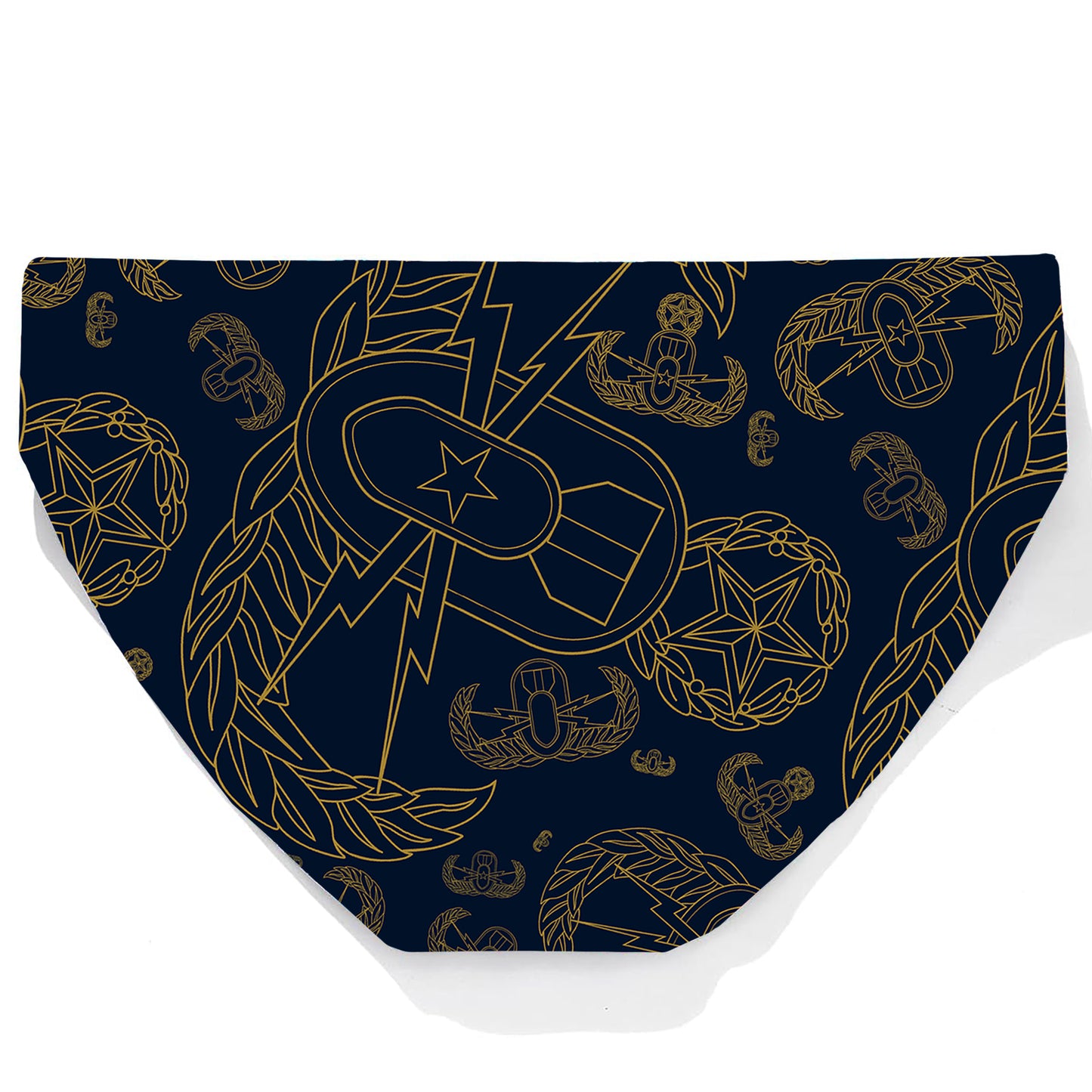 Men's Swim Briefs - "Mixed EOD Badges" (Gold on Navy)