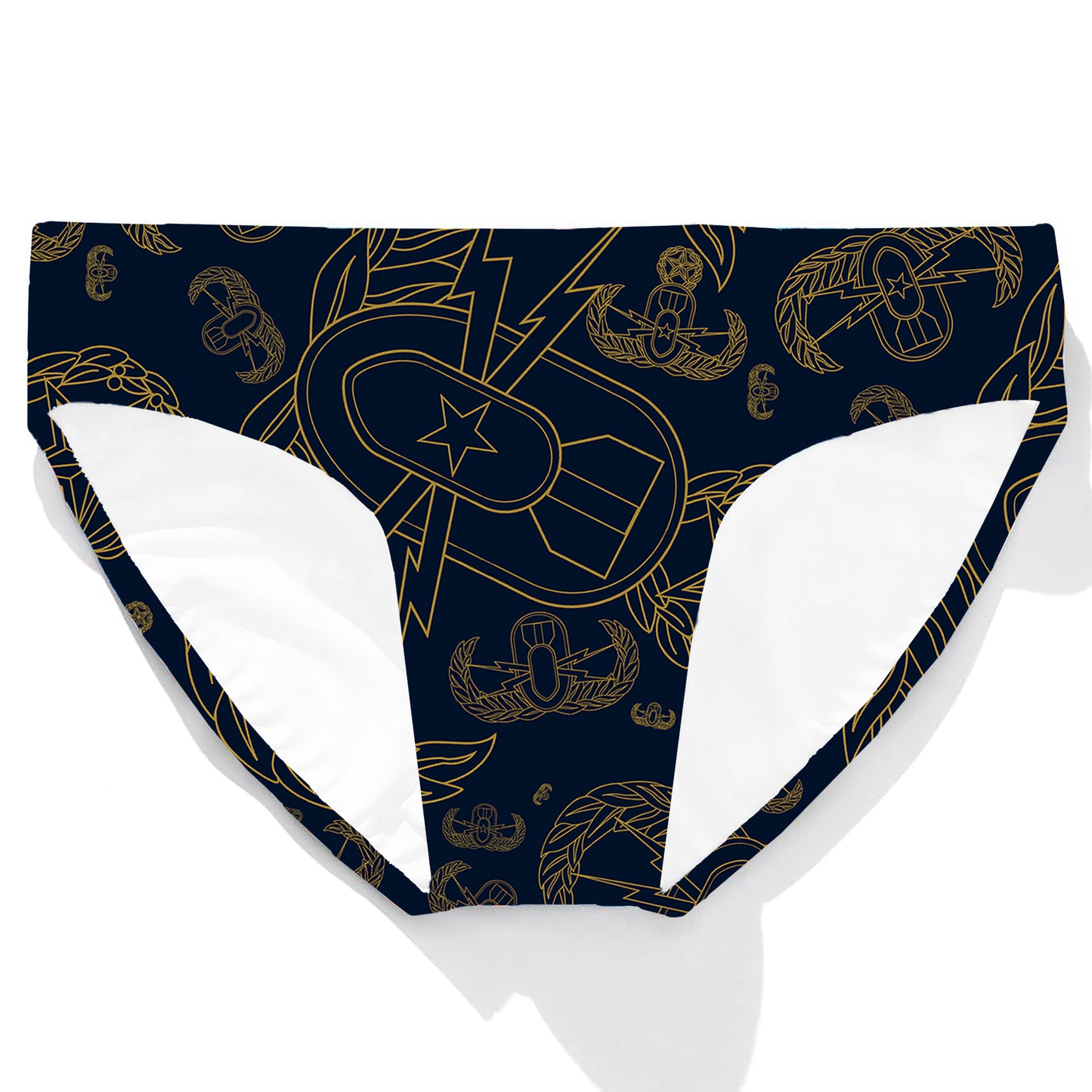 Men's Swim Briefs - "Mixed EOD Badges" (Gold on Navy)