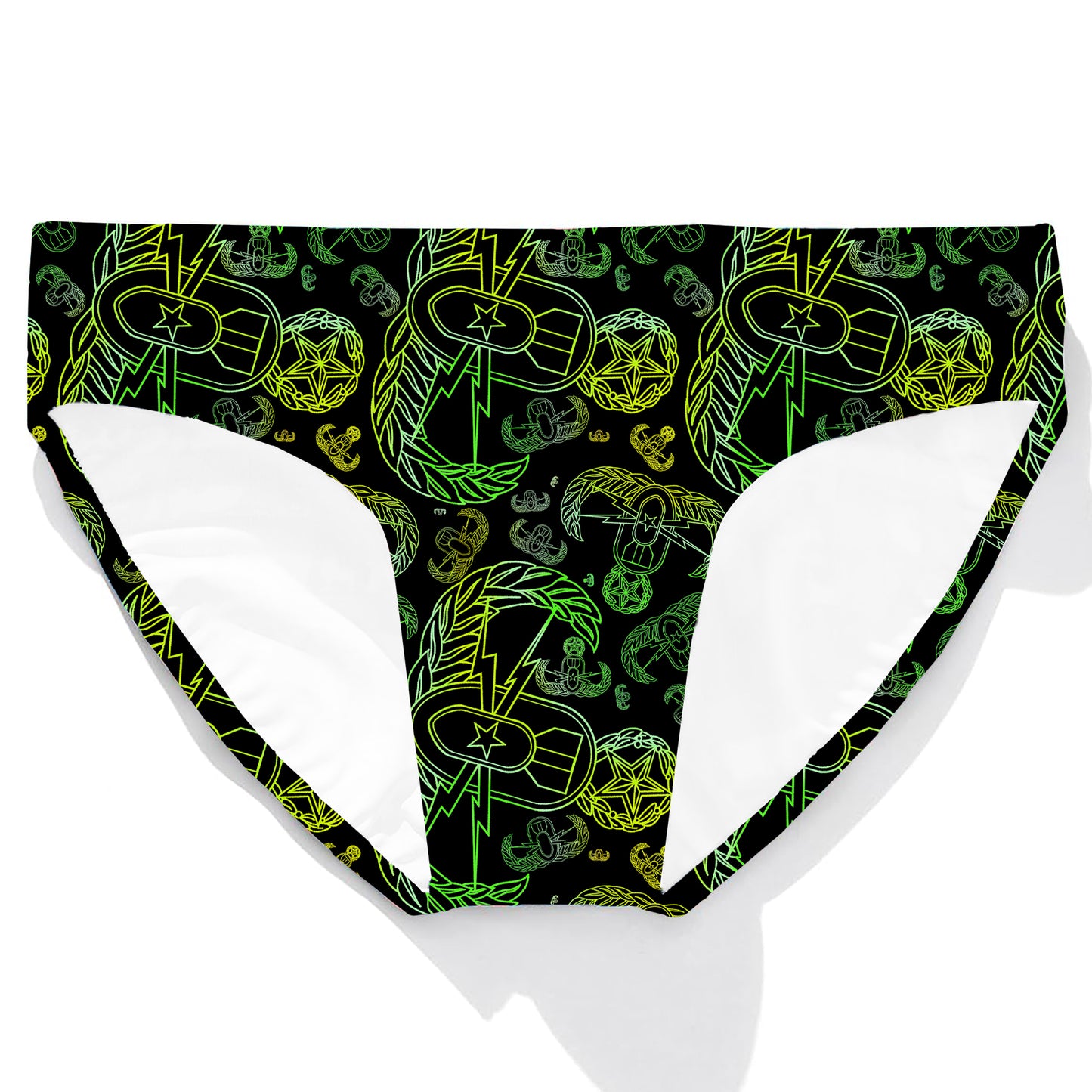 Men's Swim Briefs - "Mixed EOD Badges" (Lemon Lime)