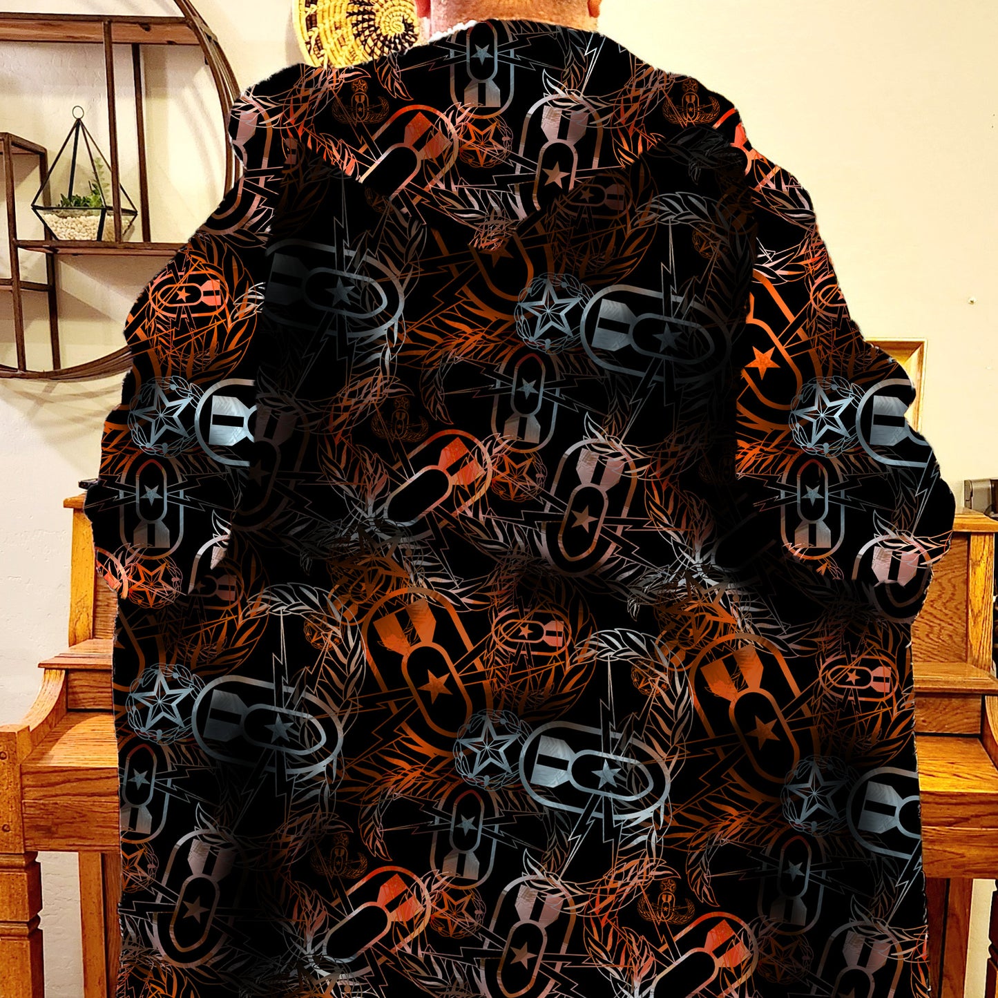 Oversized Sherpa Robe (Adult) - "It's 5 o'clock Somewhere" (Orange on Black)