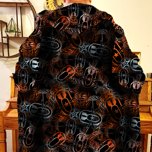 Oversized Sherpa Robe (Adult) - "It's 5 o'clock Somewhere" (Orange on Black)