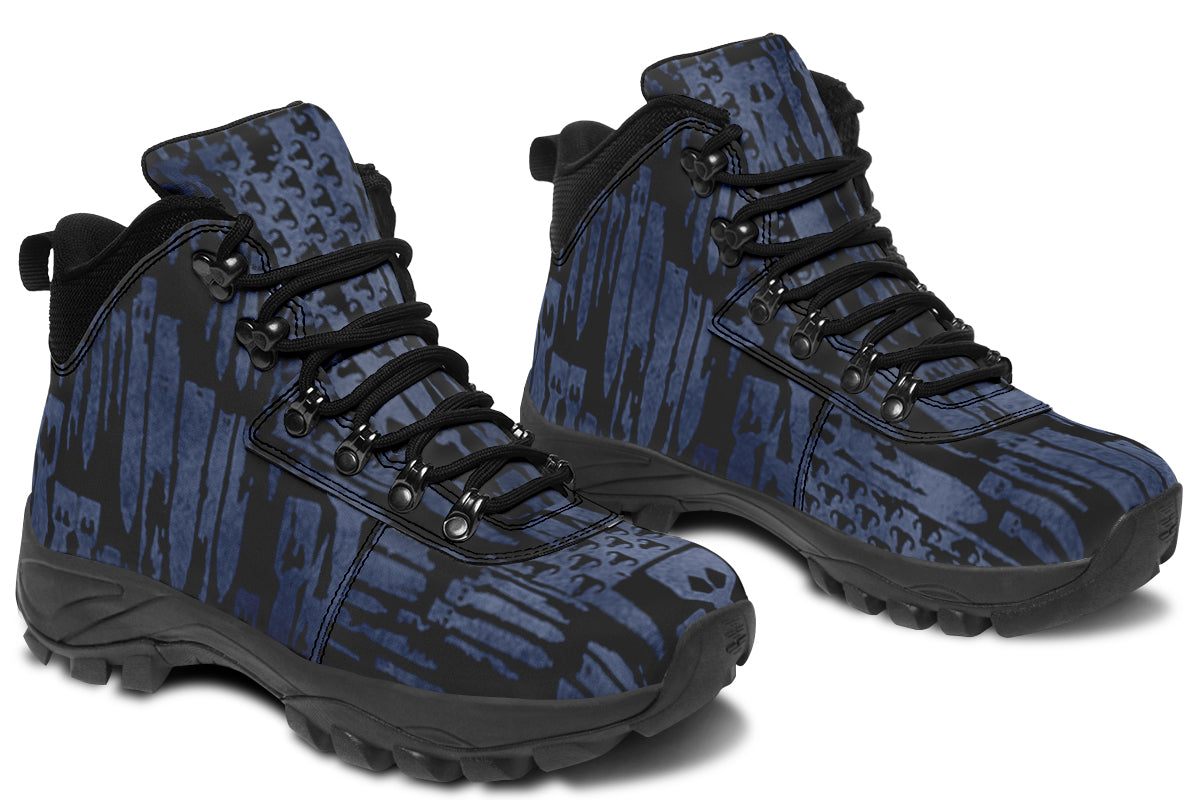 Print On Demand - Outdoor Boots - "EOD Bomb Flag" (Blue on Black)