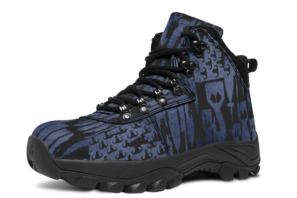 Print On Demand - Outdoor Boots - "EOD Bomb Flag" (Blue on Black)