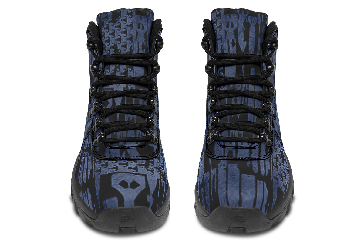 Print On Demand - Outdoor Boots - "EOD Bomb Flag" (Blue on Black)