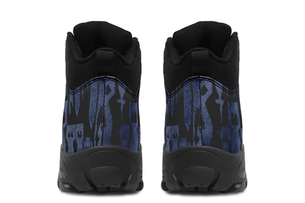 Print On Demand - Outdoor Boots - "EOD Bomb Flag" (Blue on Black)