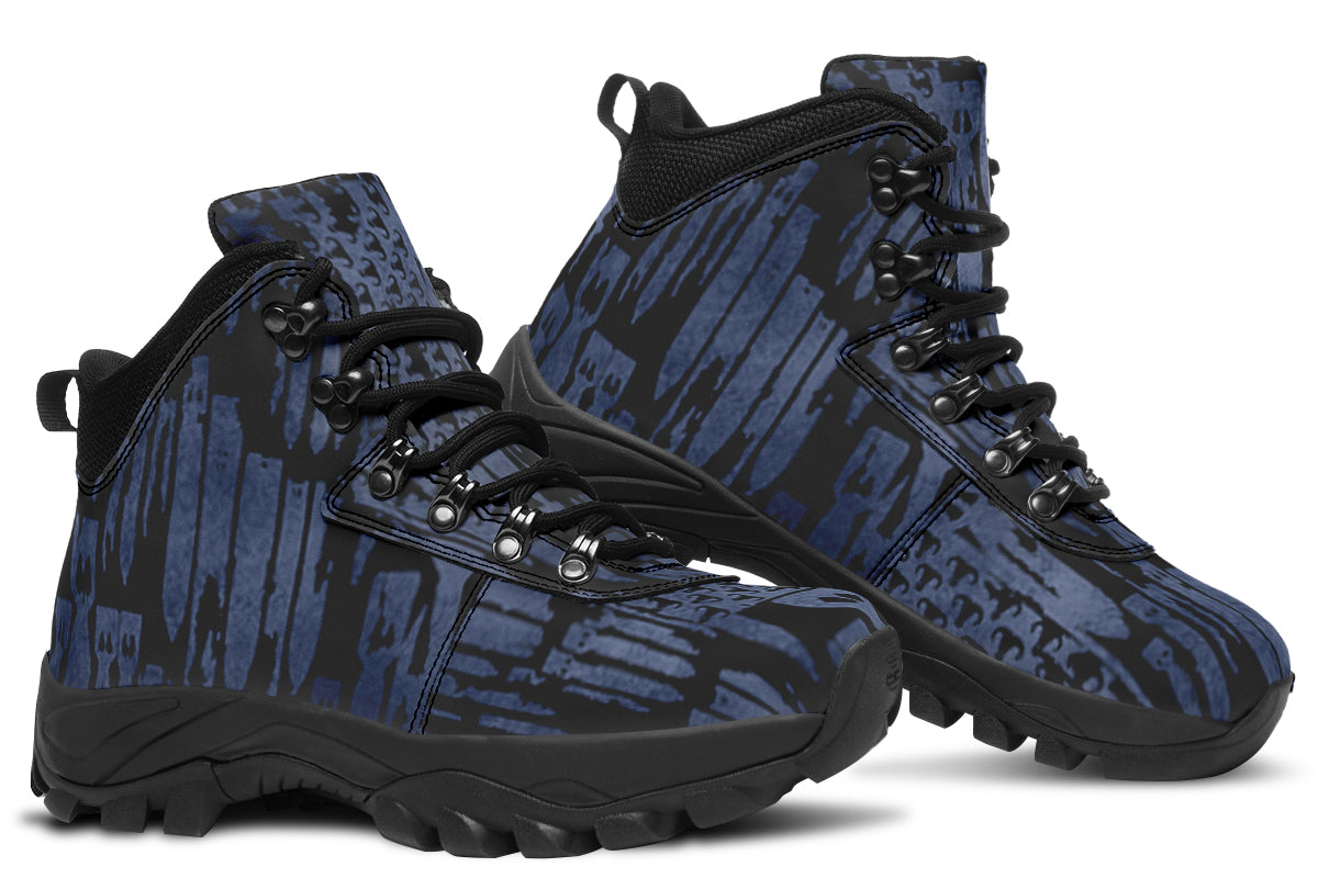 Print On Demand - Outdoor Boots - "EOD Bomb Flag" (Blue on Black)