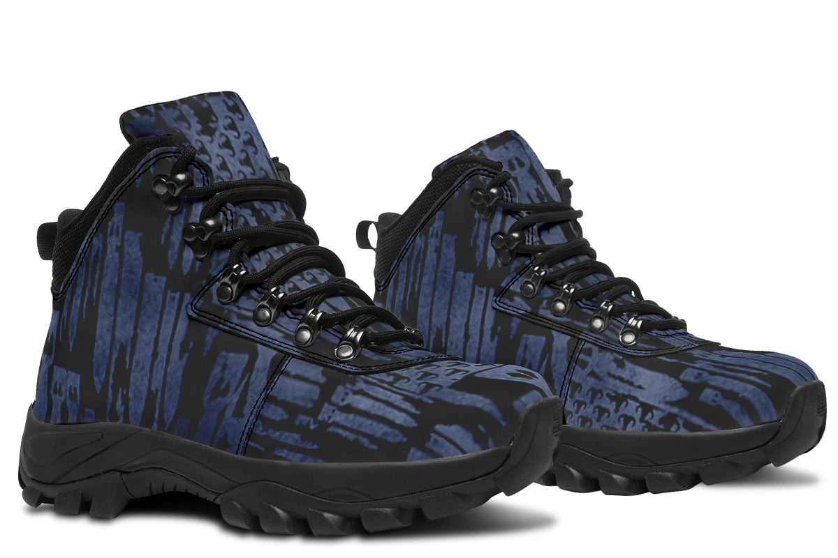Print On Demand - Outdoor Boots - "EOD Bomb Flag" (Blue on Black)