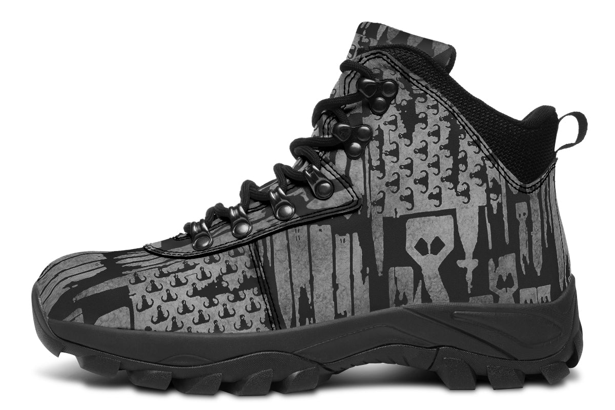 Print On Demand - Outdoor Boots - "EOD Bomb Flag" (Grey on Black)