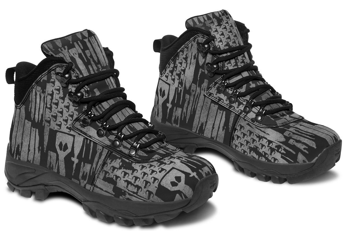 Print On Demand - Outdoor Boots - "EOD Bomb Flag" (Grey on Black)