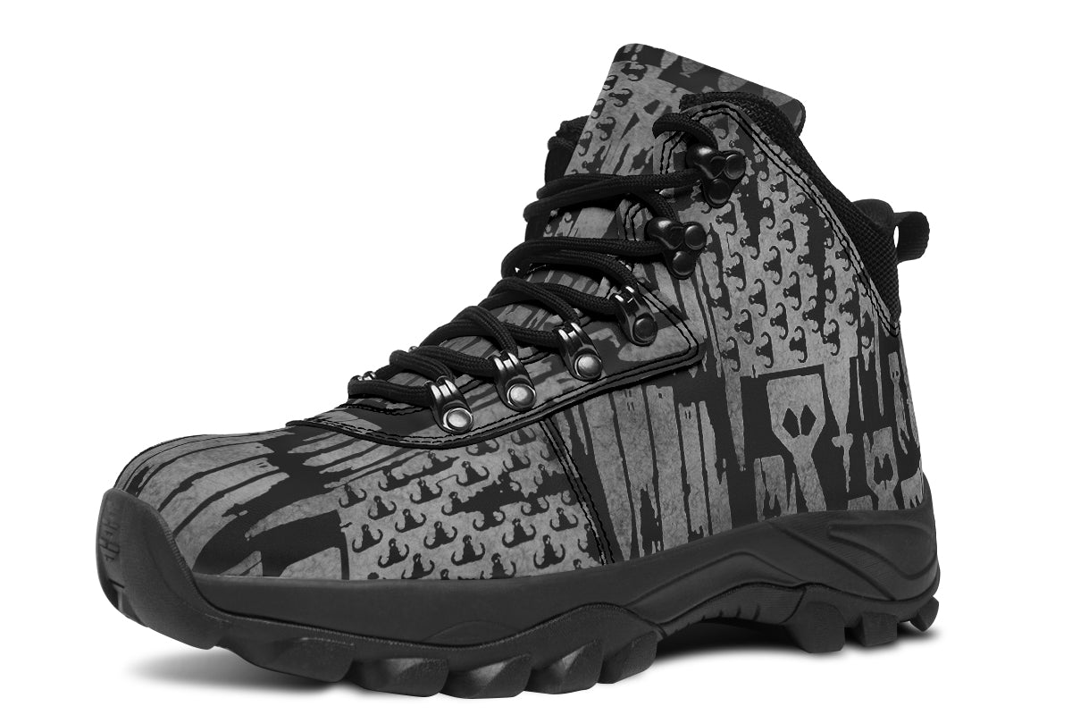 Print On Demand - Outdoor Boots - "EOD Bomb Flag" (Grey on Black)