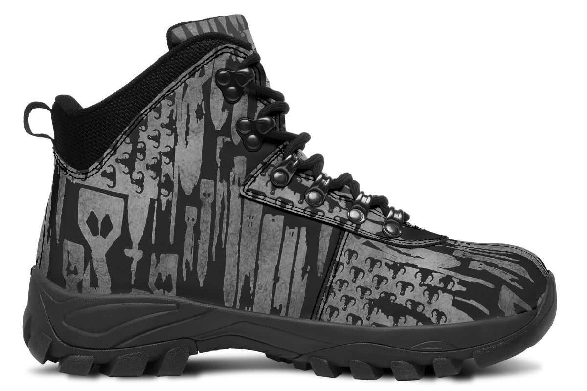 Print On Demand - Outdoor Boots - "EOD Bomb Flag" (Grey on Black)