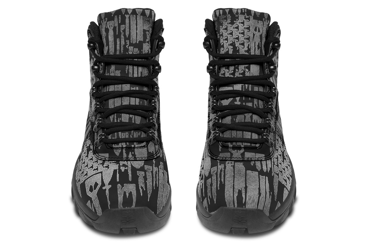Print On Demand - Outdoor Boots - "EOD Bomb Flag" (Grey on Black)