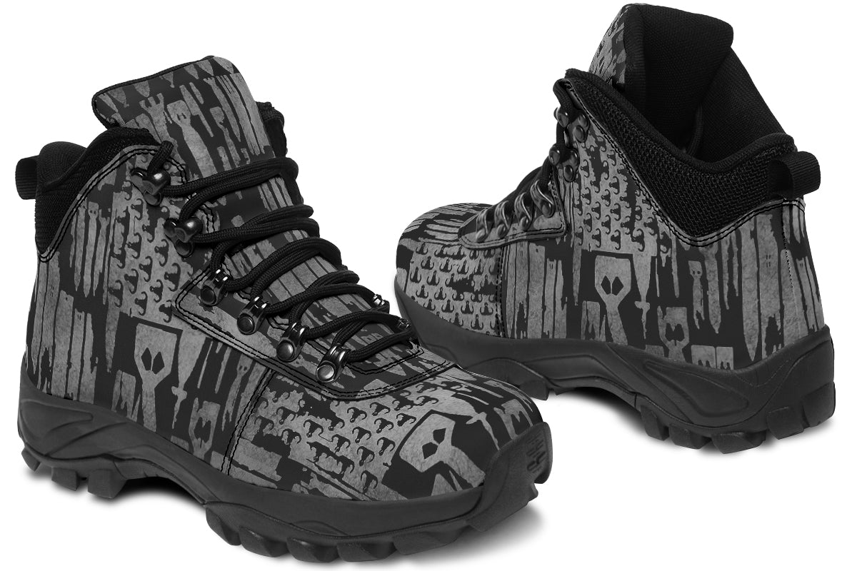 Print On Demand - Outdoor Boots - "EOD Bomb Flag" (Grey on Black)