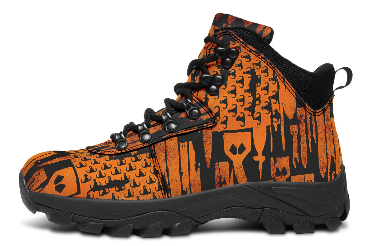 Print On Demand - Outdoor Boots - "EOD Bomb Flag" (Orange on Black)