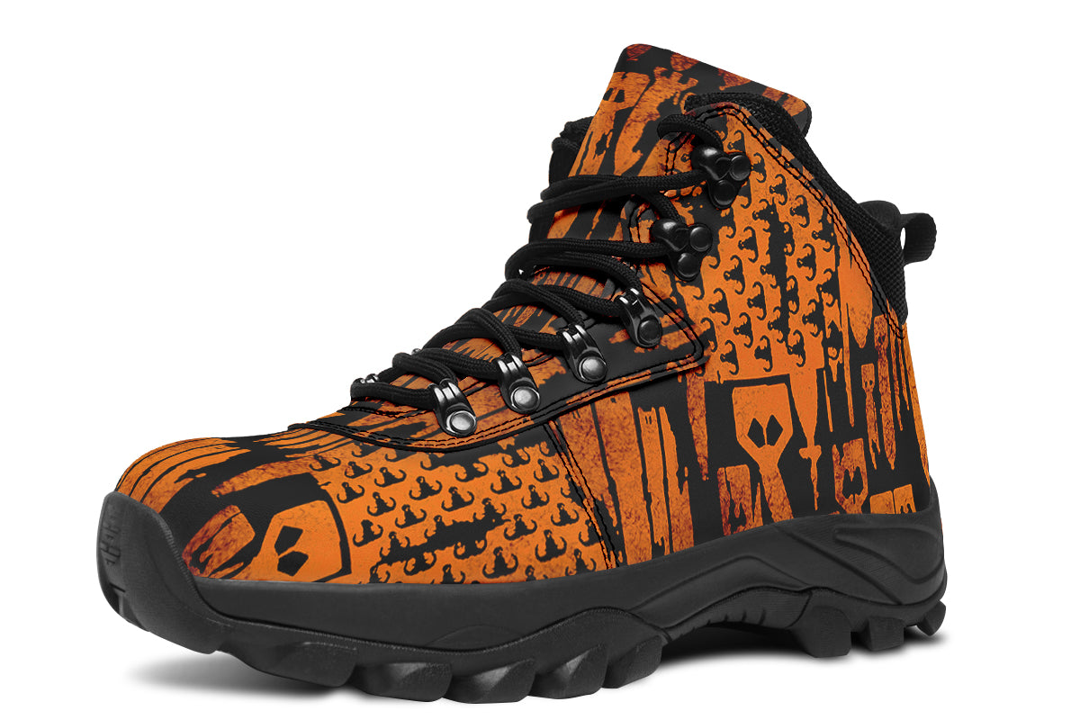 Print On Demand - Outdoor Boots - "EOD Bomb Flag" (Orange on Black)