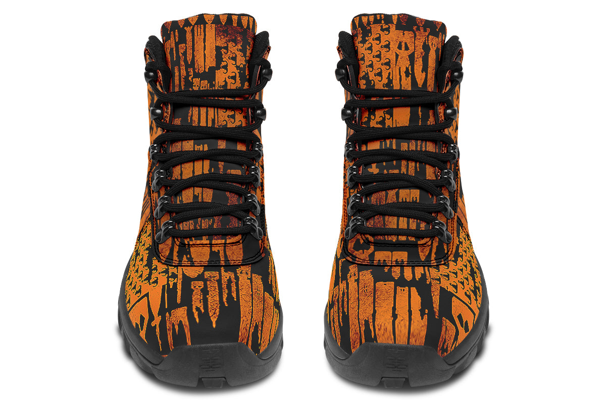 Print On Demand - Outdoor Boots - "EOD Bomb Flag" (Orange on Black)