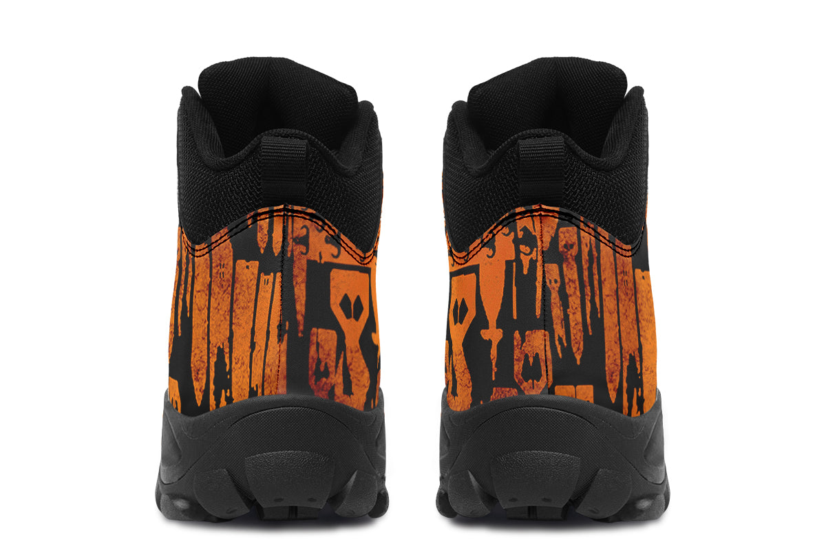 Print On Demand - Outdoor Boots - "EOD Bomb Flag" (Orange on Black)