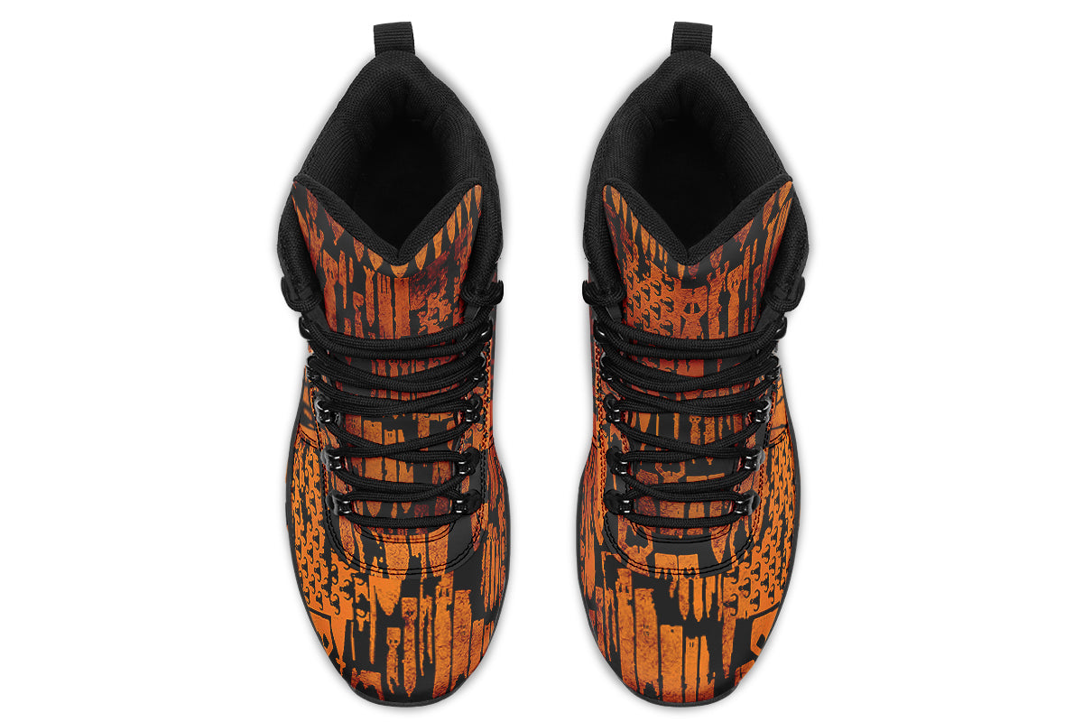 Print On Demand - Outdoor Boots - "EOD Bomb Flag" (Orange on Black)