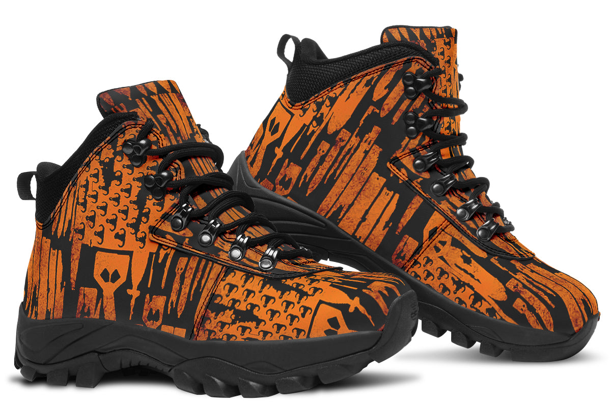 Print On Demand - Outdoor Boots - "EOD Bomb Flag" (Orange on Black)