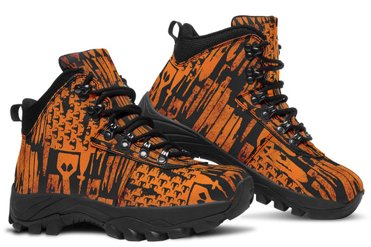 Print On Demand - Outdoor Boots - "EOD Bomb Flag" (Orange on Black)
