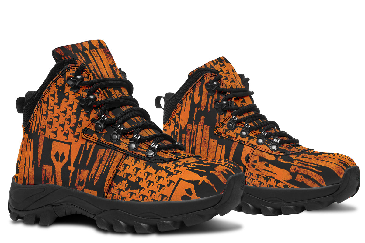 Print On Demand - Outdoor Boots - "EOD Bomb Flag" (Orange on Black)