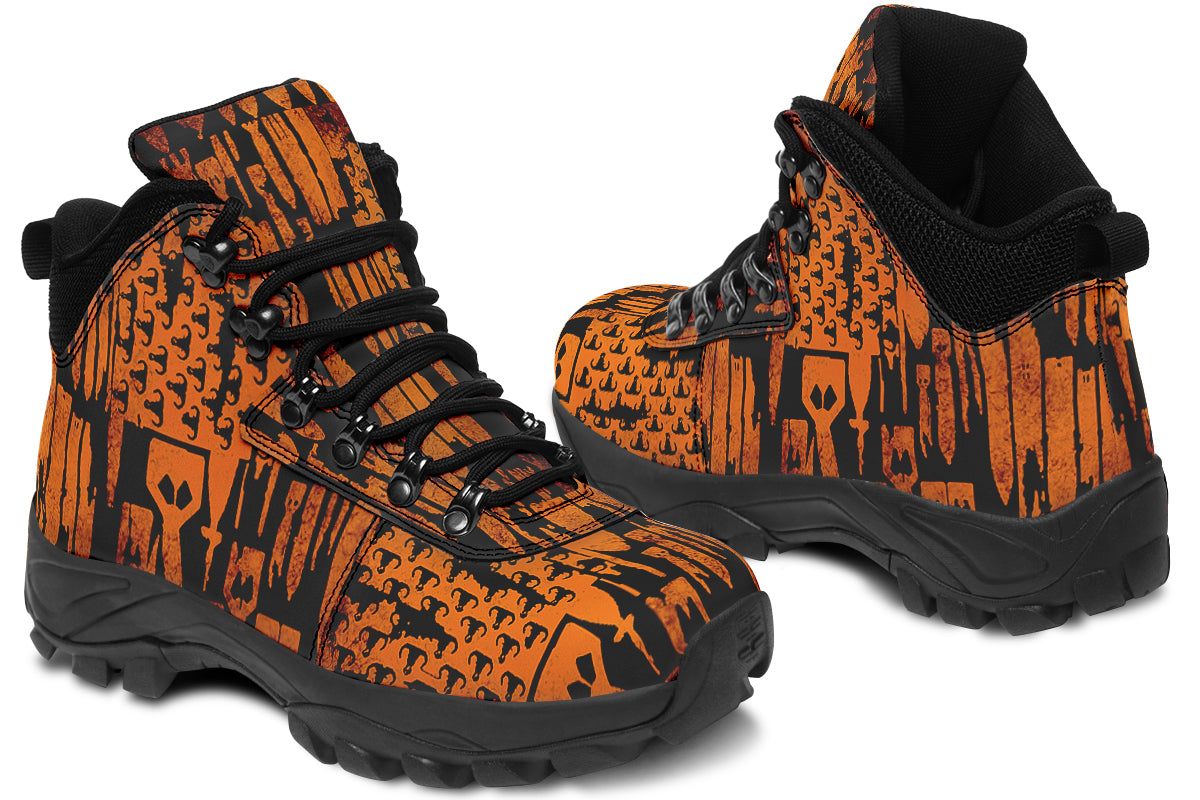 Print On Demand - Outdoor Boots - "EOD Bomb Flag" (Orange on Black)