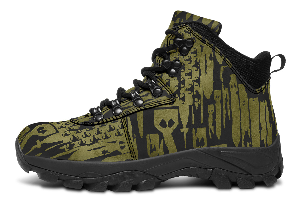 Print On Demand - Outdoor Boots - "EOD Bomb Flag" (OD Green on Black)