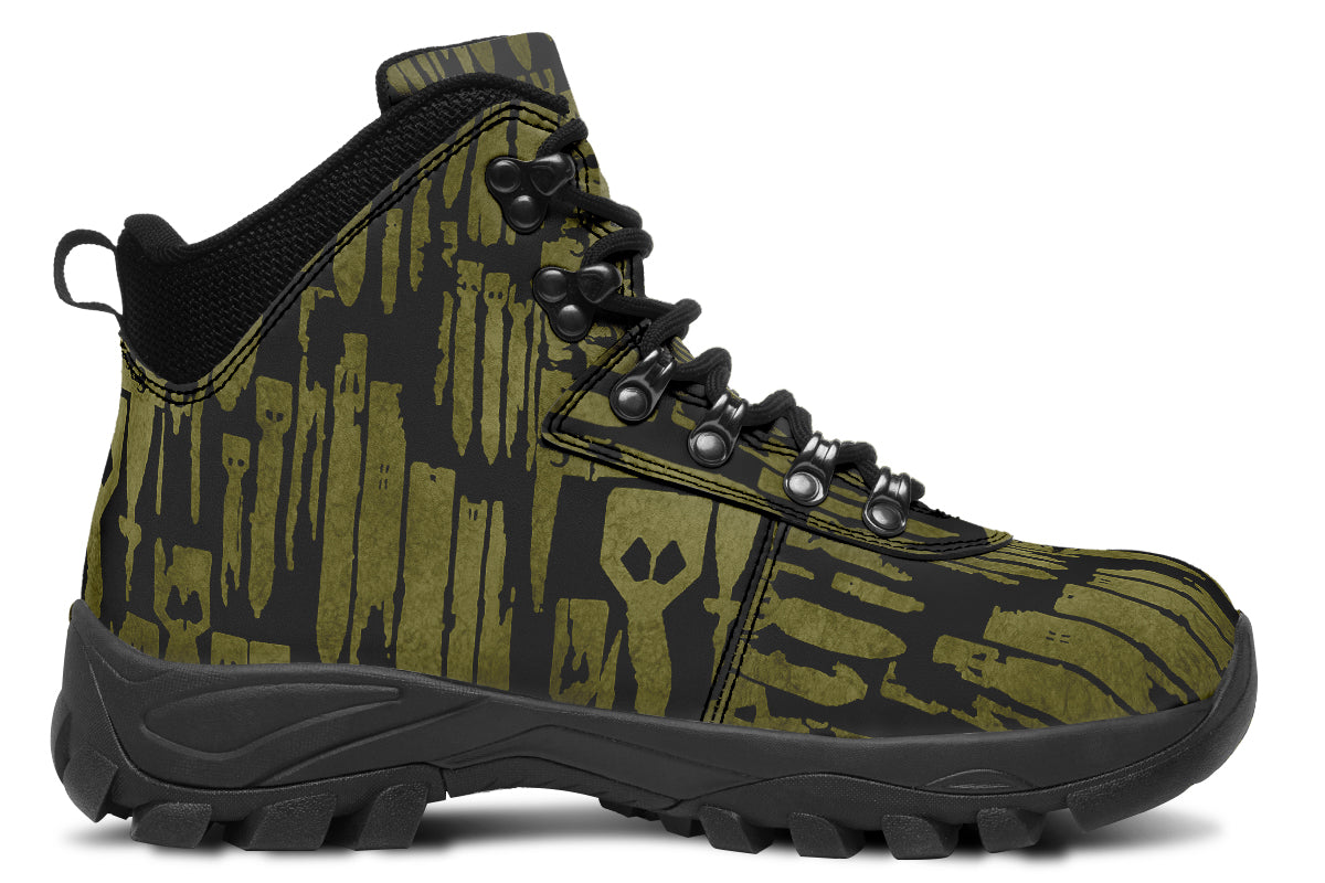 Print On Demand - Outdoor Boots - "EOD Bomb Flag" (OD Green on Black)