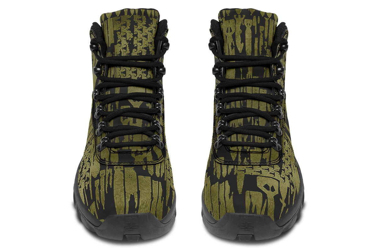 Print On Demand - Outdoor Boots - "EOD Bomb Flag" (OD Green on Black)