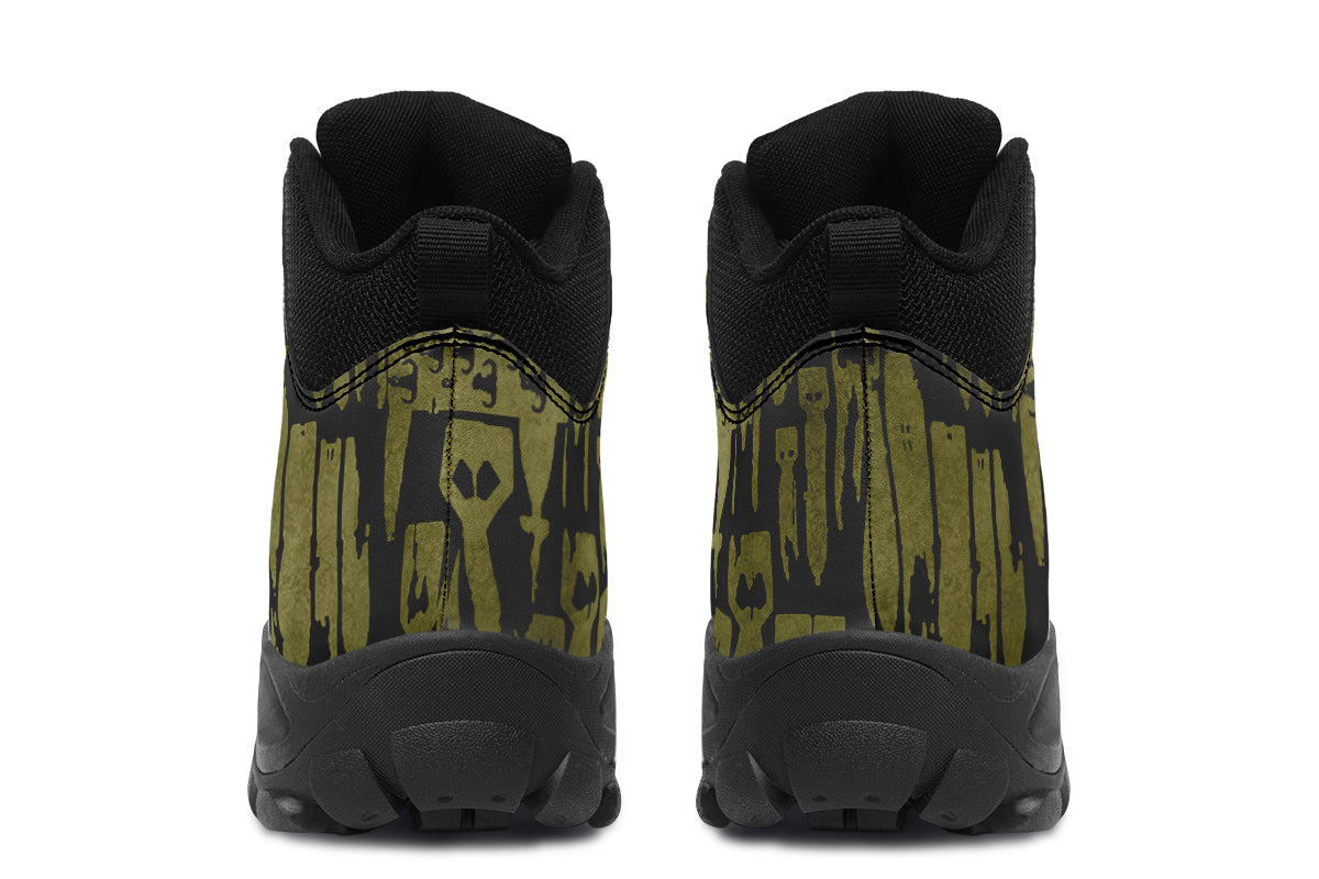 Print On Demand - Outdoor Boots - "EOD Bomb Flag" (OD Green on Black)