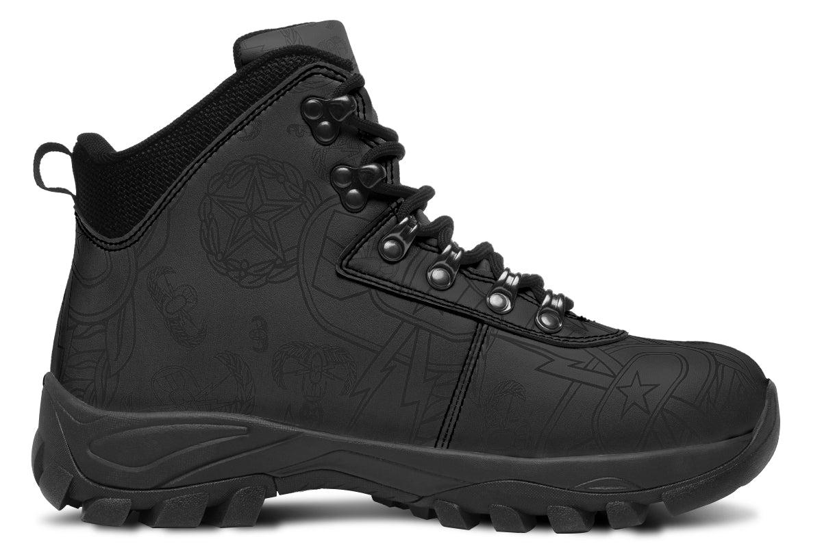 Print On Demand - Outdoor Boots - "EOD Mixed Badges" (Black on Grey)
