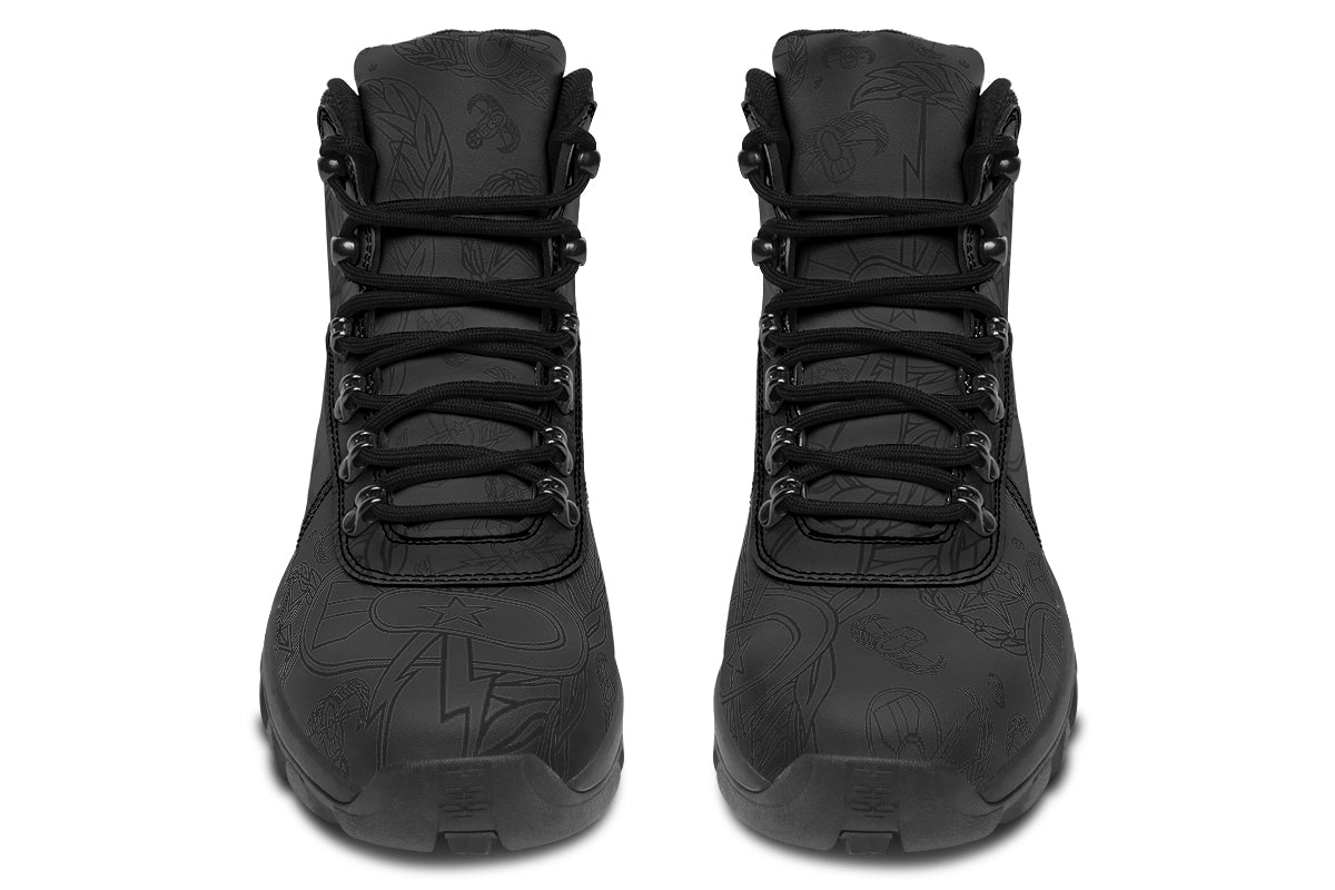 Print On Demand - Outdoor Boots - "EOD Mixed Badges" (Black on Grey)