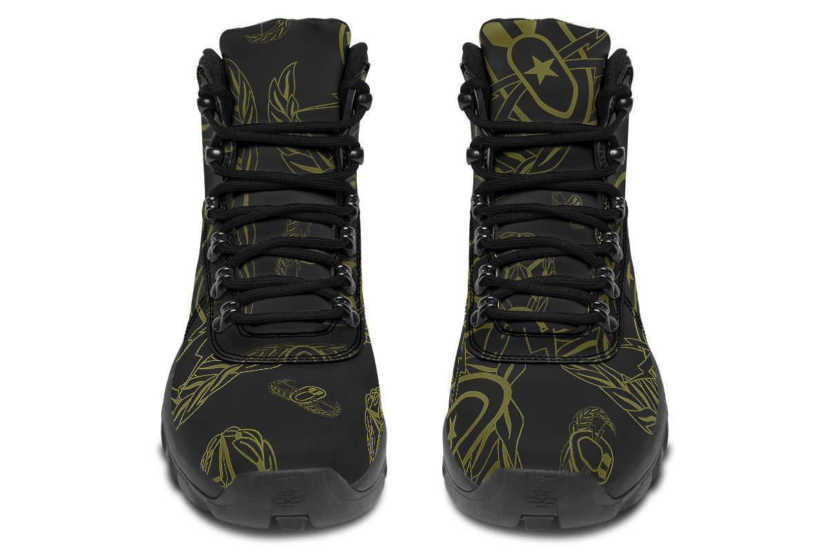 Print On Demand - Outdoor Boots - "EOD Badges x 3" (OD Green on Black)