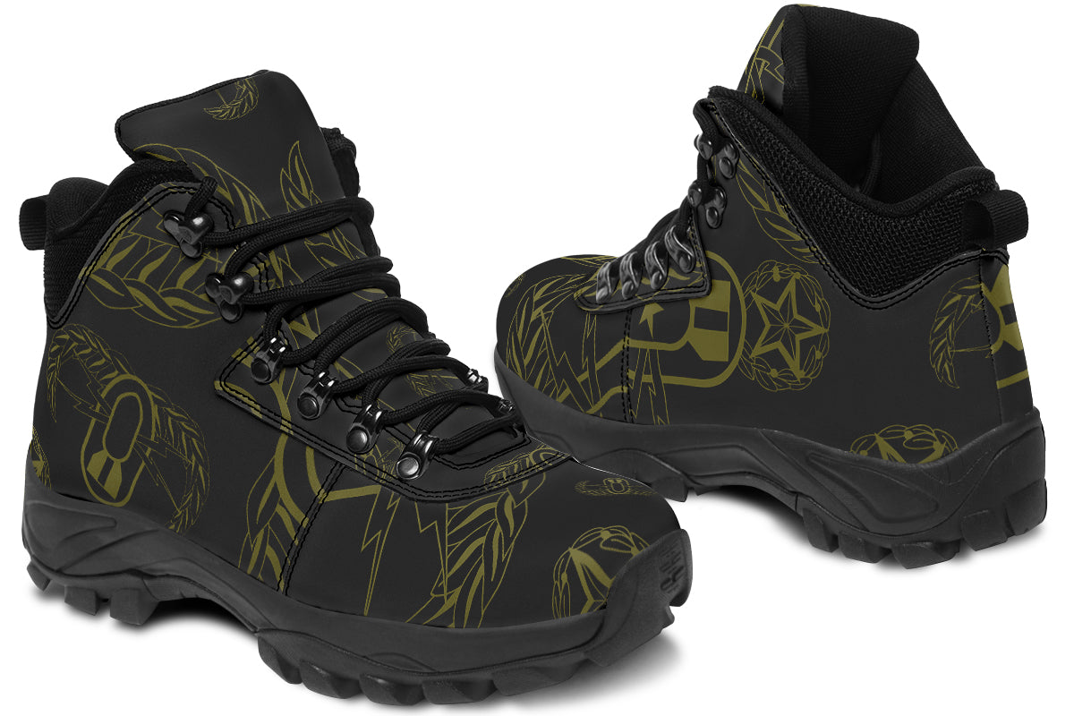 Print On Demand - Outdoor Boots - "EOD Badges x 3" (OD Green on Black)