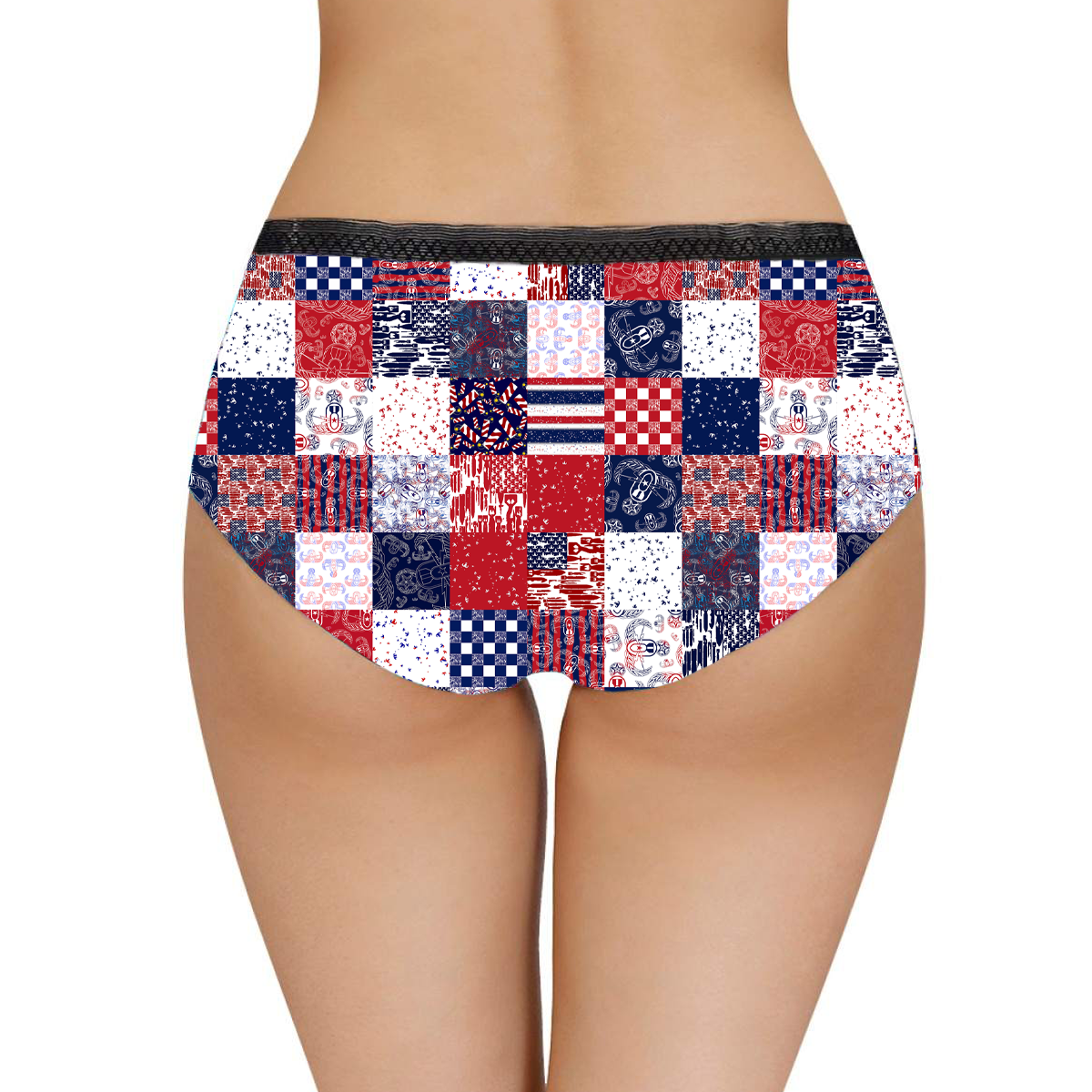 Women's Briefs - "EOD Patchwork" (Red, White, & Blue)