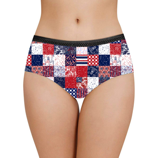 Women's Briefs - "EOD Patchwork" (Red, White, & Blue)