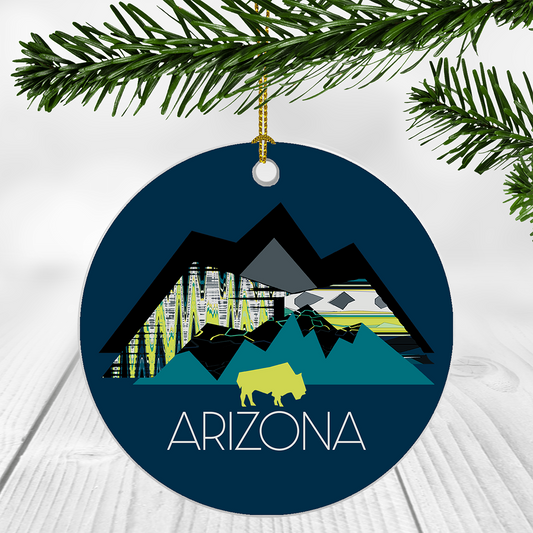 "Chartreuse Mountains and Bison ARIZONA" Ornament