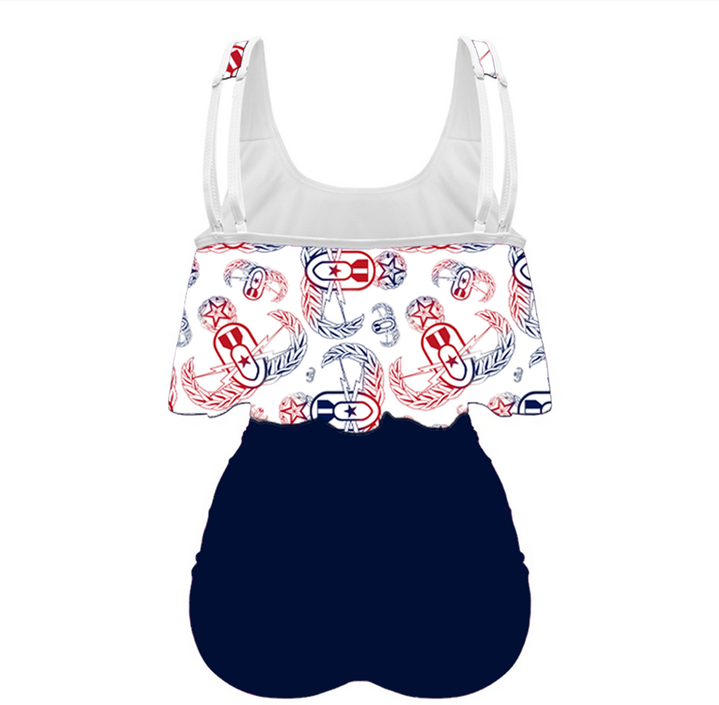 Women's Flowy Tankini - "EOD Badges X 3" (Red, White, & Blue)