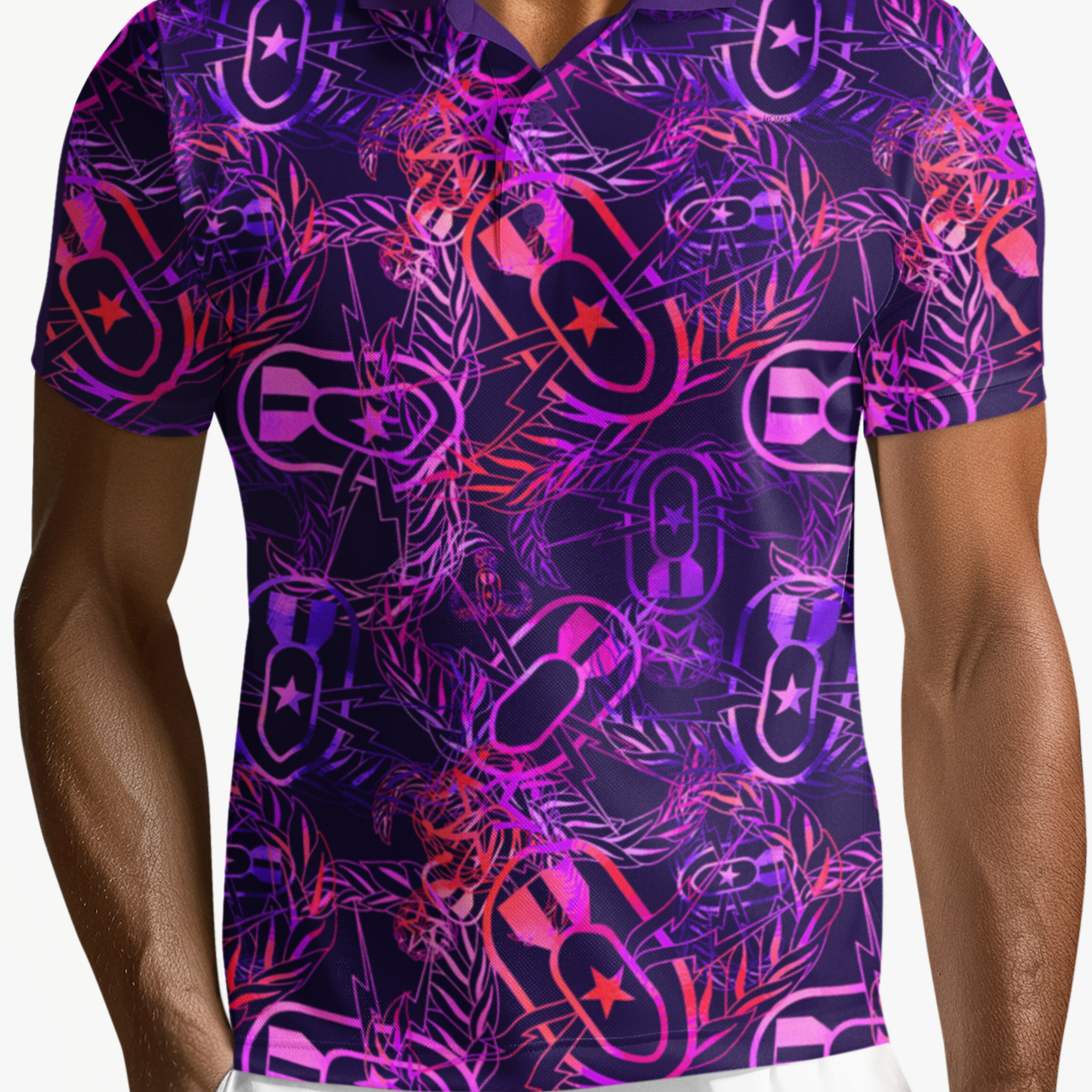 Polo Shirt - "It's 5 o'clock Somewhere" (Orange on Purple)