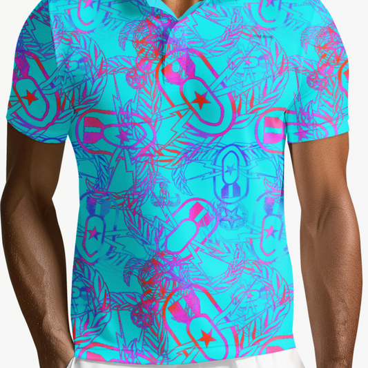 Polo Shirt - "It's 5 o'clock Somewhere" (Bright on Turquoise)