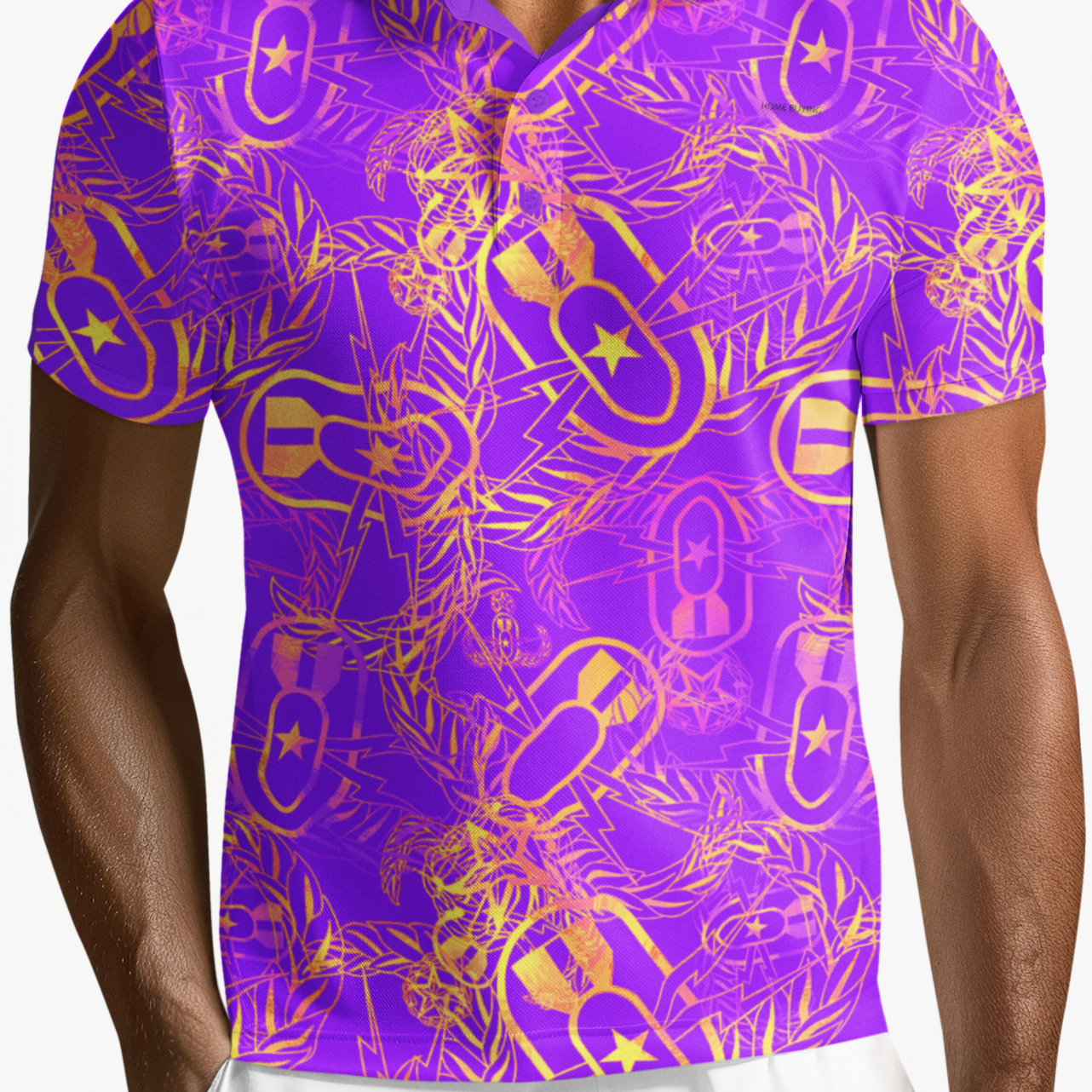 Polo Shirt - "It's 5 o'clock Somewhere" (Yellow on Purple)