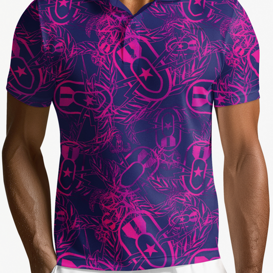 Polo Shirt - "It's 5 o'clock Somewhere" (Pink on Purple)