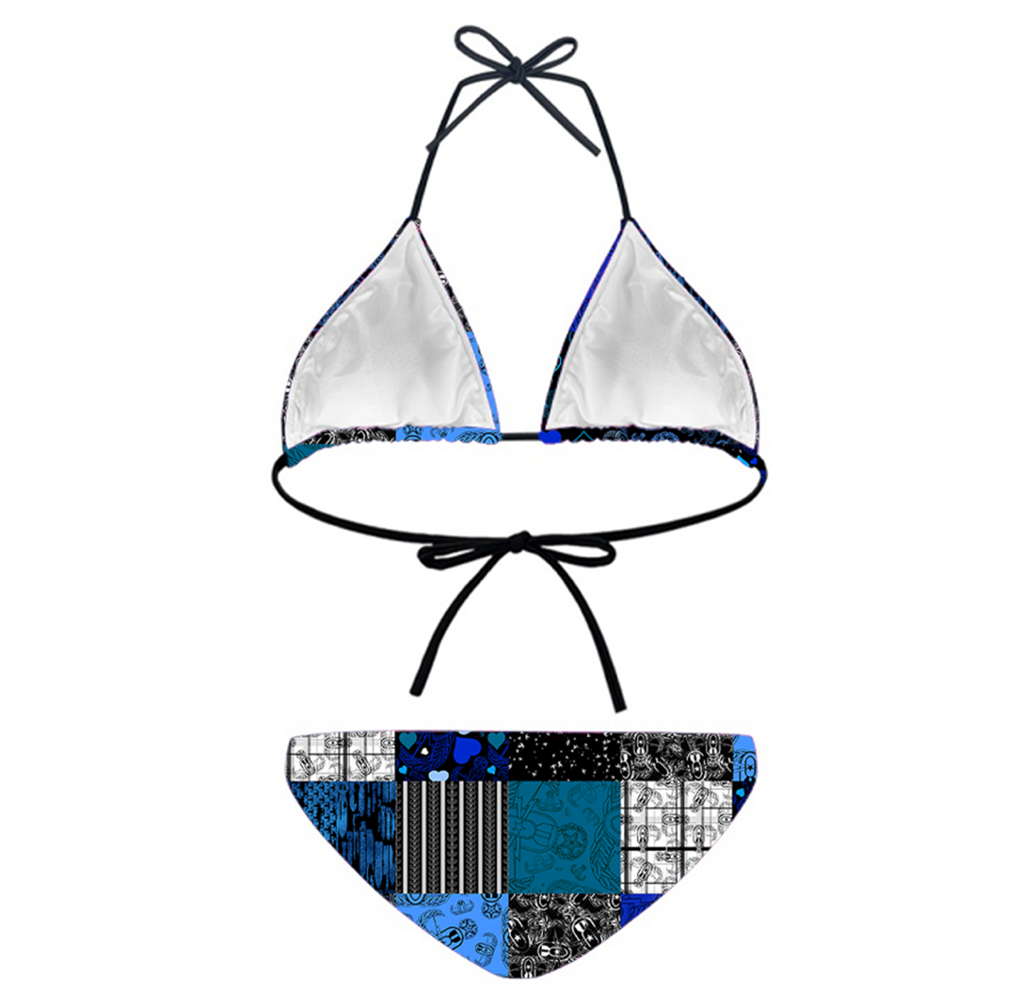 Women's String Bikini Style 3 - "EOD Patchwork" (Blues)