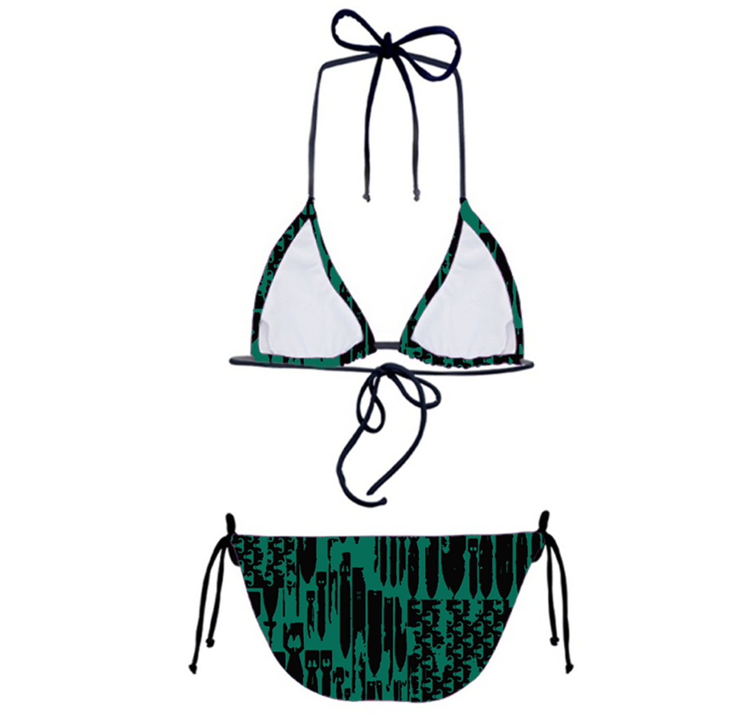 Women's String Bikini Style 2 - "EOD Bomb Flag" (Black on Green)