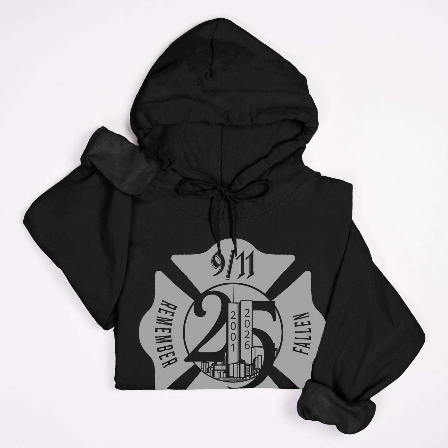 Hoodie - "Remember the Fallen"(Limited 9/11 25th Year Edition) (Grey on Black)