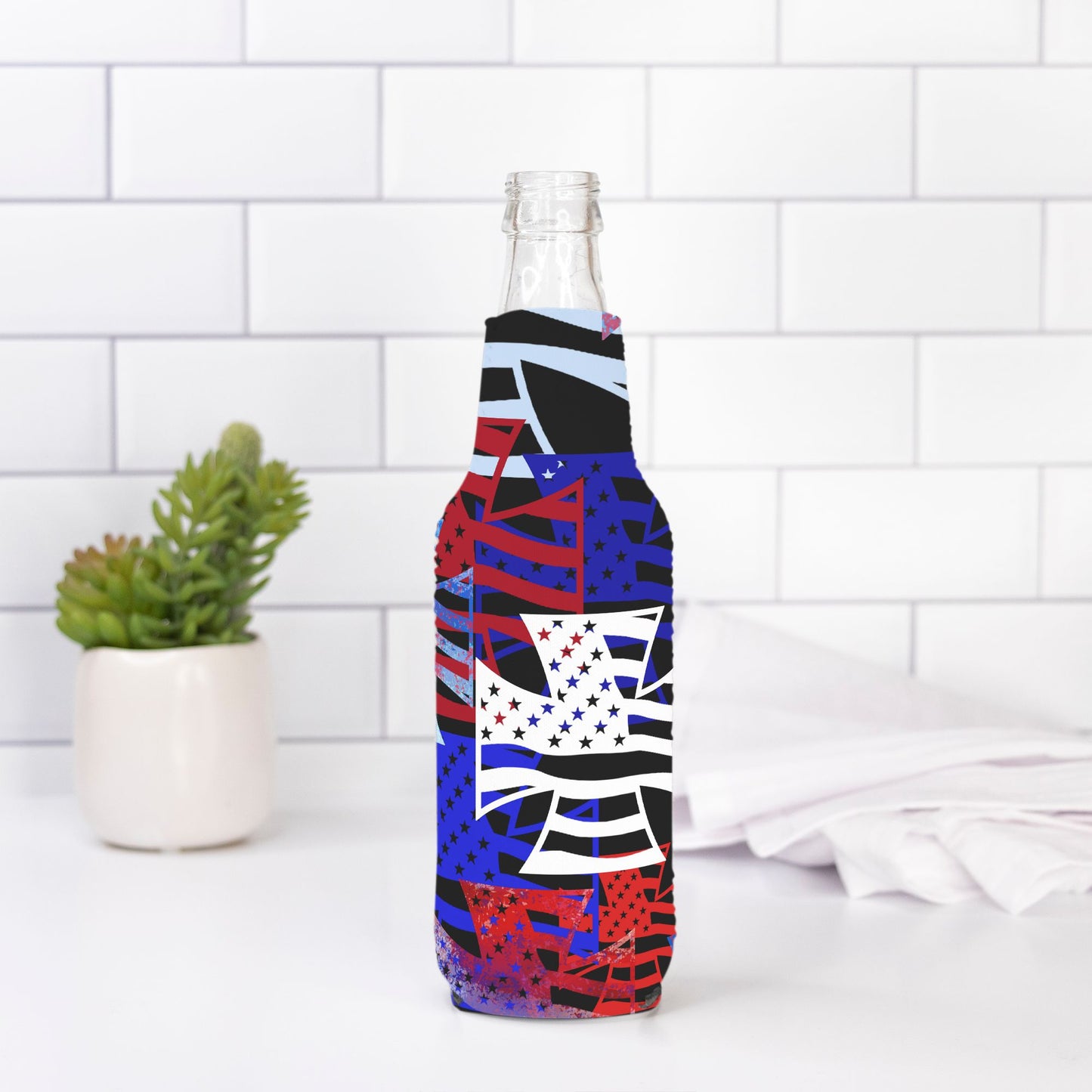 Print On Demand - Bottle Wrap - "American Iron Cross Graffiti" (RWB)