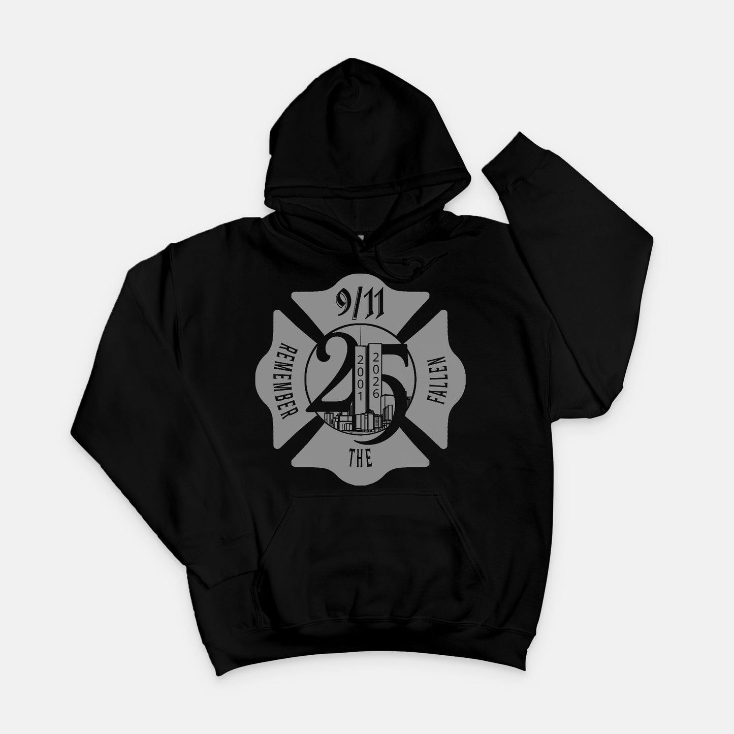Hoodie - "Remember the Fallen"(Limited 9/11 25th Year Edition) (Grey on Black)